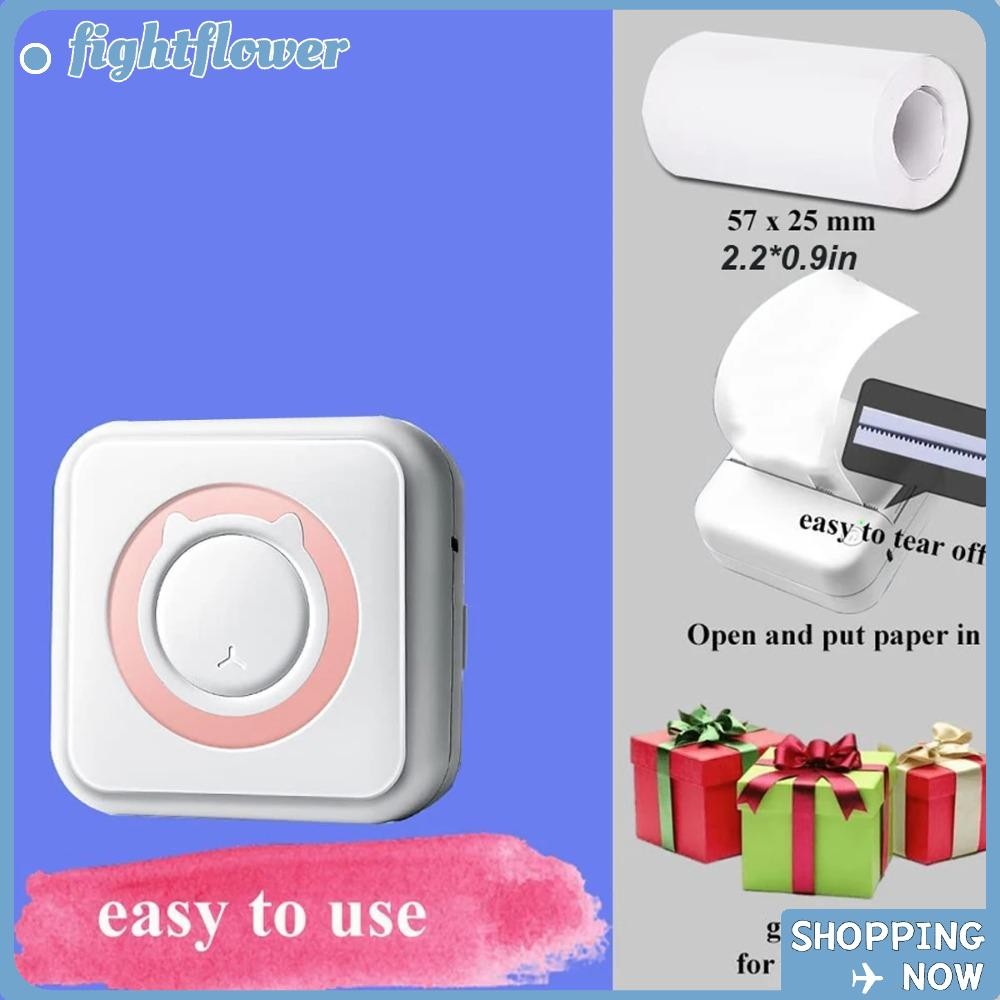 FIGHT Mini Printer, Thermal Wireless Portable Thermal Printer, Pocket Sticker Paper Portable Inkless
