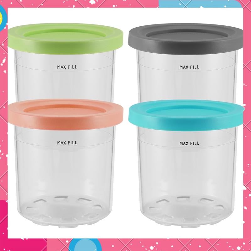 ถ้วยไอศกรีม Pints, ภาชนะไอศกรีมพร้อมฝาปิดสําหรับ Creami Pints NC301 NC300 NC299AMZ Series เครื่องทํา