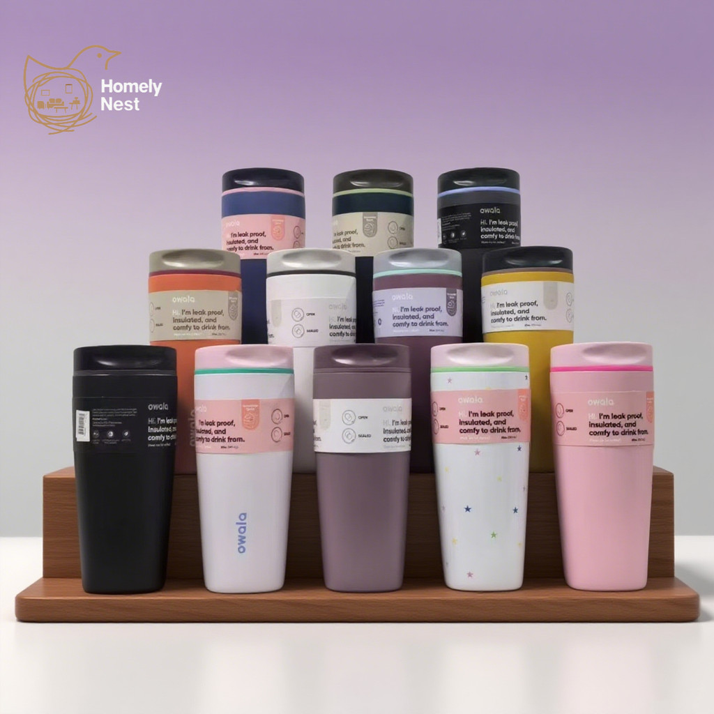 Owala SmoothSip Slider 20oz Tumbler เซรามิคฉนวนแก้วกาแฟด้านใน BPA-Free Leakproof Travel Cup สําหรับร้อนกาแฟเย็นสํานักงาน Commute