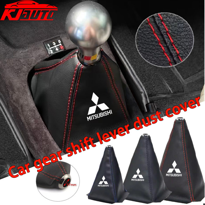 Mitsubishi เกียร์รถเกียร์ Shift Knob COVER Shifter Boot ฝุ่น PU หนังกันน้ํา Fit สําหรับส่วนใหญ่คู่มือ/รถยนต์สําหรับ Ralliart Xforce Mirage G4 Triton L200 Xpander Lancer ASX