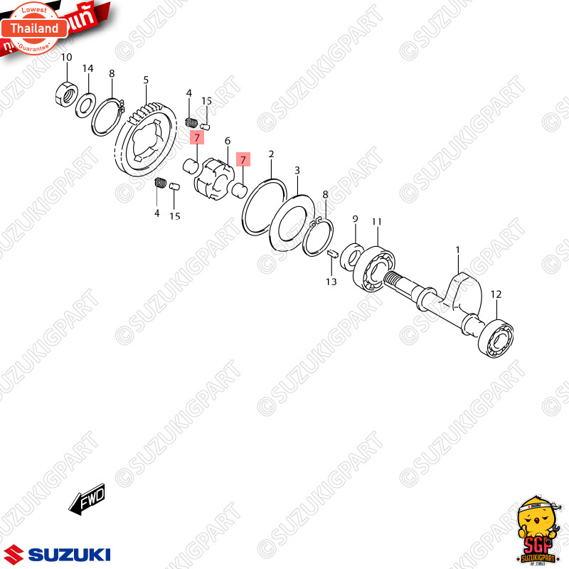 ยางรอง าลานเซอร์ DAMPER แท้ Suzuki Raider R 150 Fi / GSX-R150 / GSX-S150