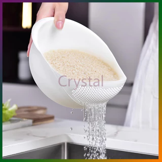 Crystal เครื่องล้างข้าว ตะแกรงล้างข้าว ที่ล้างผักพลาสติก ตะกร้าสะเด็ดน้ำ ตะกร้าล้างผักในครัว จานใส่ผลไม้