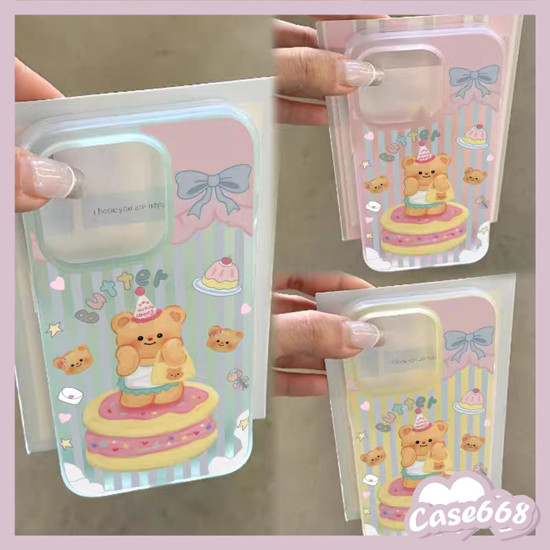 เคสไอโฟน 11 สำหรับ iPhone 16 13 15 11 12 Pro Max 7 8 15 16 Plus XR X XS MAX SE 2020 เค้กเนยการ์ตูนน่ารักเค้กนุ่มนุ่ม
