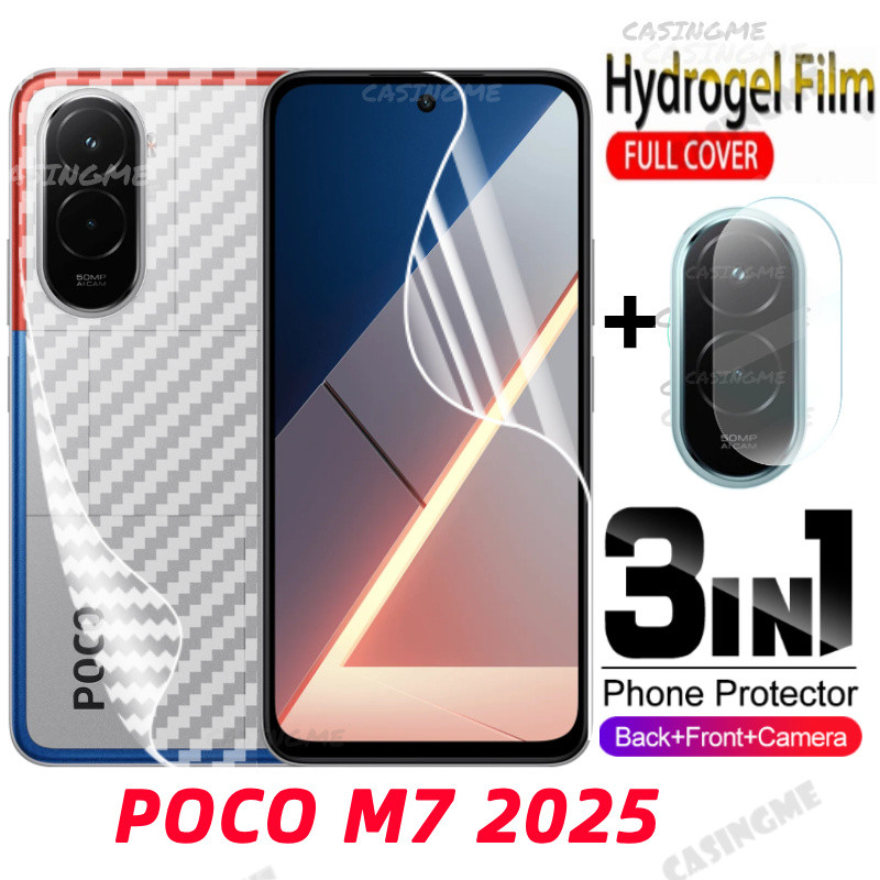 POCO M7 2025 4G ด้านหน้าด้านหลังคลุมทั้งหมดป้องกันฟิล์มHydrogelสําหรับ POCO M7 POCOM7 Plus M8 7 Pro 4G 5G 2025 ไม่ใช่กระจกนิรภัยกล้องด้านหลังป้องกันฟิล์มหน้าจอป้องกัน