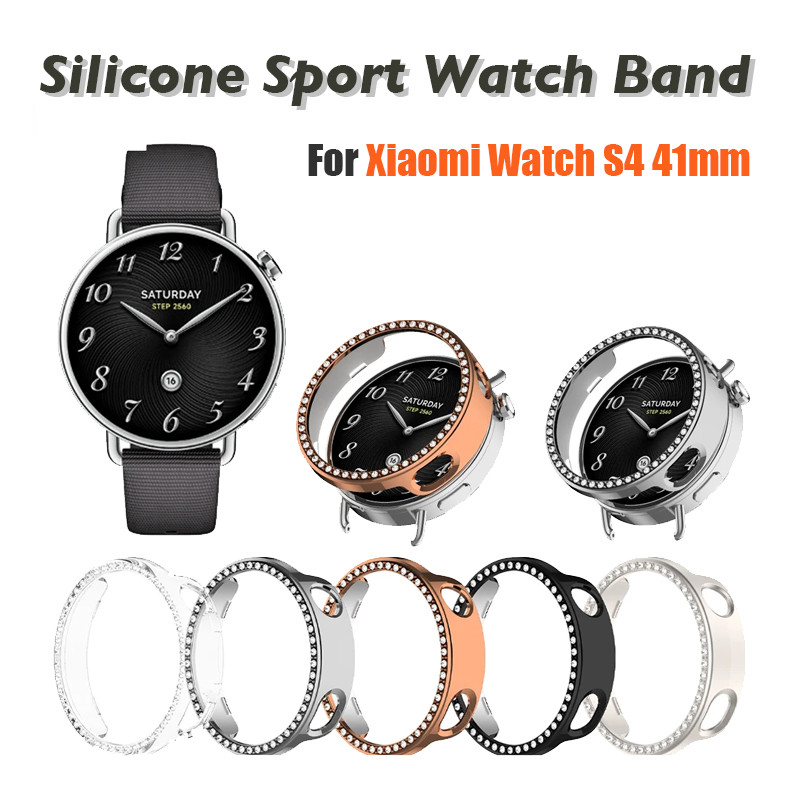 แถวเดียว Dril Hollow สําหรับ Xiaomi นาฬิกา S4 41 มม.SmartWatch สายคล้องฝาครอบป้องกันกันชนป้องกันหน้าจออุปกรณ์เสริม