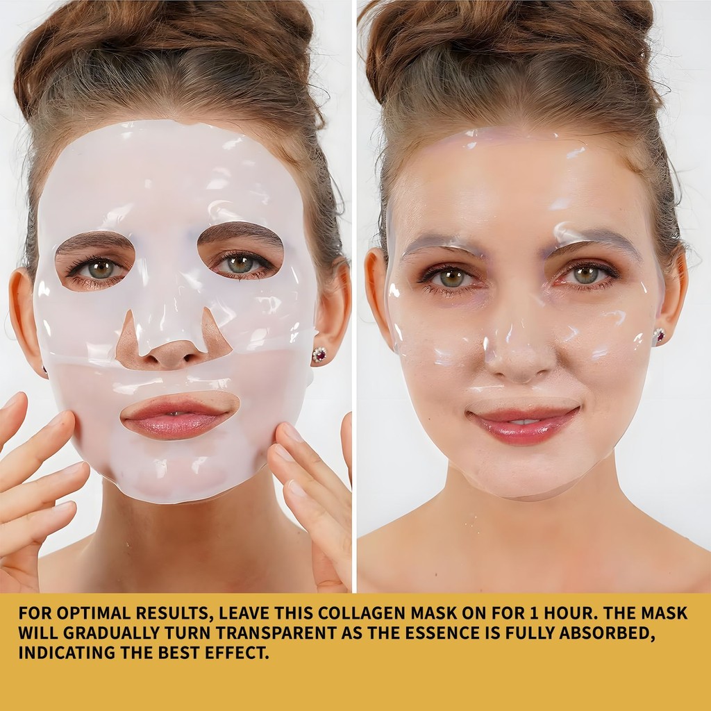 มาส์กหน้าคอลลาเจน - 800,000ppm Marine Hydrolyzed Collagen & Hyaluronic Acid | โอเวอร์ไนท์ ไฮเดรชั่น 