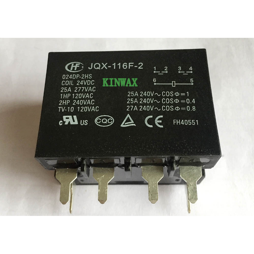 HF116F-3/012DF-2HTF รีเลย์ติดตั้งหน้าแปลนเปิดปกติ 25A สองชุด