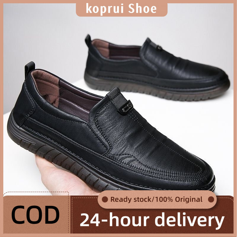 koprui รองเท้าหนังสลิปออนสำหรับผู้ชาย ดีไซน์ทันสมัย ​​สไตล์ลำลองแบบธุรกิจ พื้นหนากันลื่น
