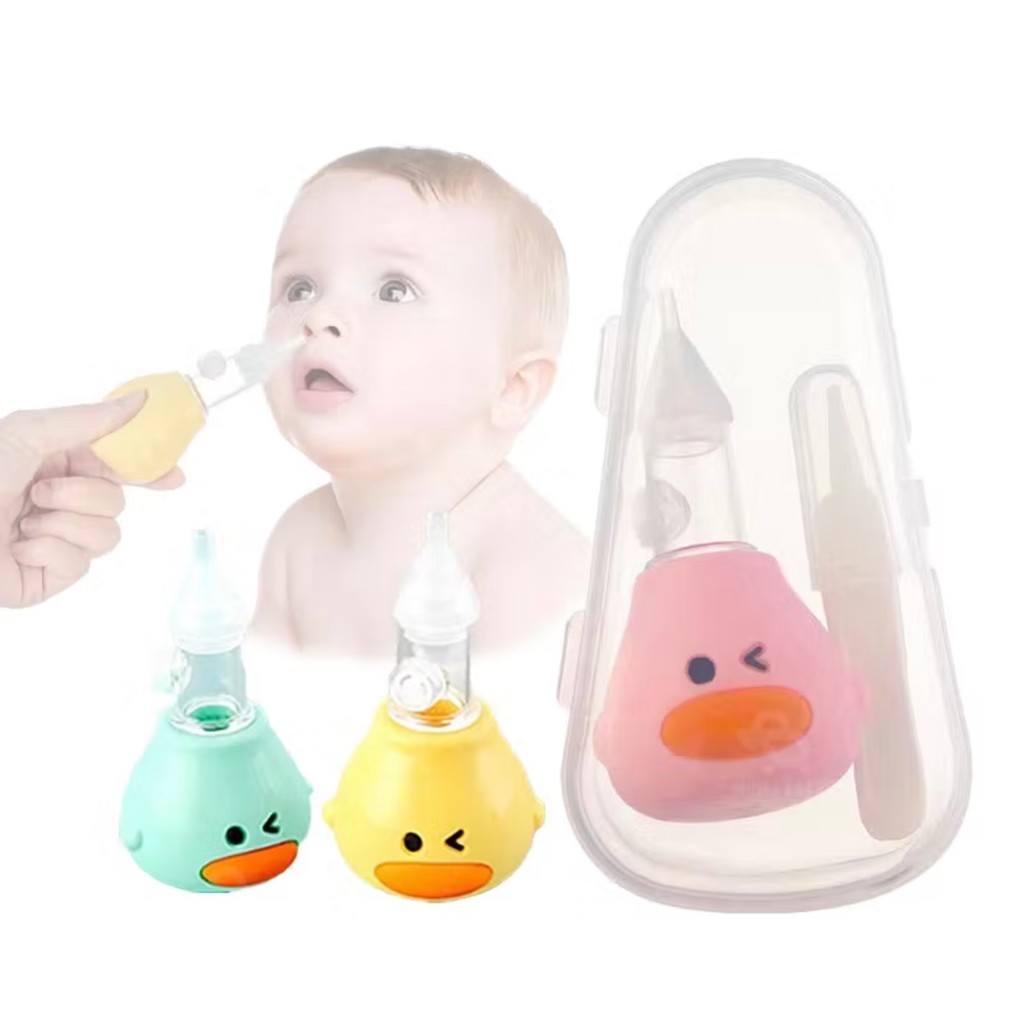 ที่ดูดน้ำมูกเด็ก ซิลิโคนดูดน้ำมูก เครื่องดูดน้ำมูกแบบใช้มือ พร้อมที่คีบและกล่องเก็บ กันการไหลย้อนกลับ อุปกรณ์สำหรับทารก