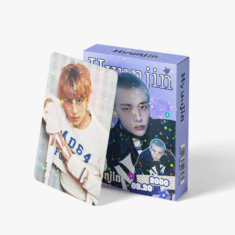 45 ชิ้น STRAY เด็ก HYUNDAN KARMA Star Holographic การ์ด Lomo Permisson to Dance Love ภาษา Photocards
