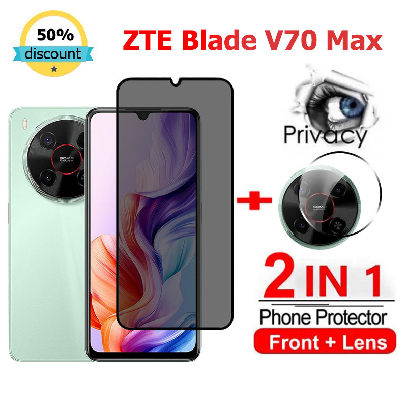 2 in 1 ฟิล์ม ZTE Blade V70 Max ความเป็นส่วนตัวกระจกนิรภัยสําหรับ Nubia Z70 Z60 Ultra ZTE Blade V70 M