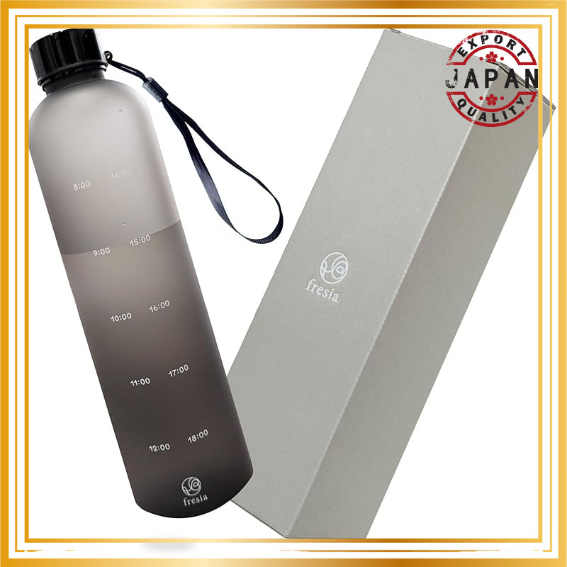 Fresia Water Bottle 1 Liter with Time Markers - Water Bottle that Helps Monitor Daily Water Intake (