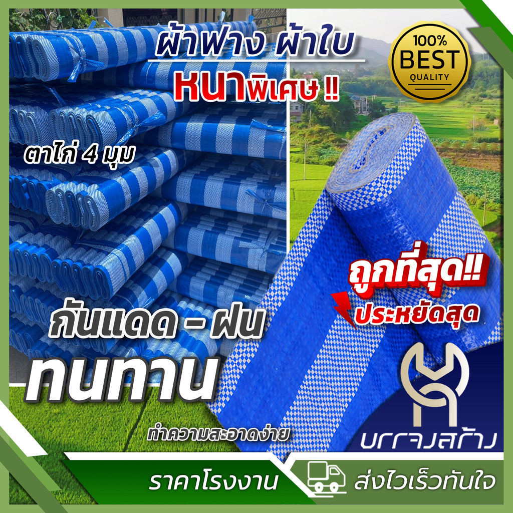 (1ผืน) ผ้าฟาง เต็นท์ฟ้าขาว ผ้าใบกันแดดฝน ผ้าใบ กันแดด กันฝน เต๊นท์ มีตาไก่ พลาสติกทนความร้อน