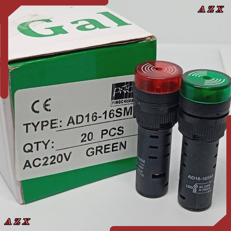 ใน กทม AD16-16SM บัสเซอร์ ขนาด 16มิล 12V 24V 220V ทำงานพร้อมกันทั้งเสียงและมีไฟกระพริบ