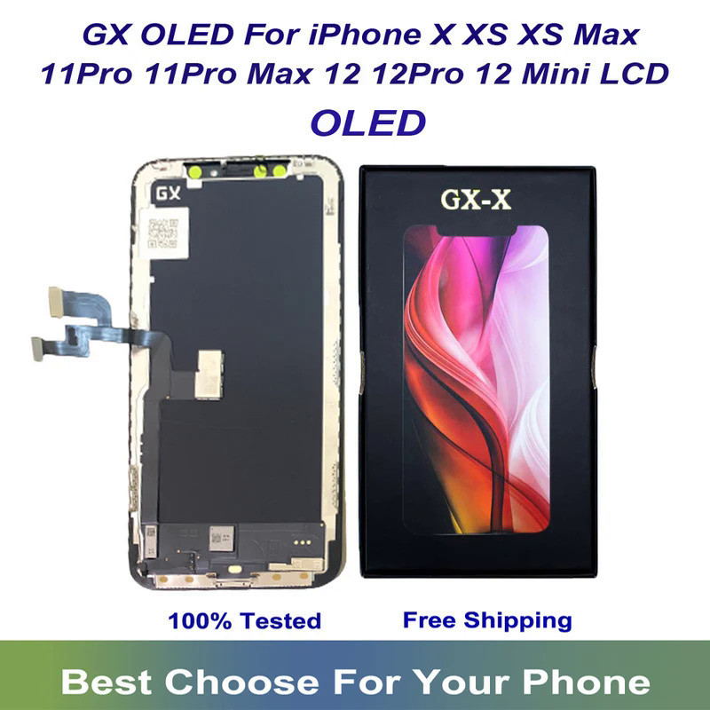 ใหม่ GX หน้าจอ OLED สําหรับ iPhone X XS Max 11 Pro Max 12 Pro Max 12 Mini จอแสดงผล LCD Touch Screen 