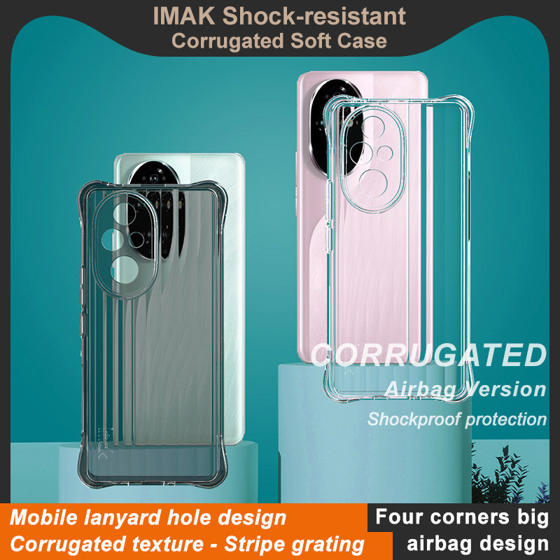 Original Imak Honor 200 Pro 5G ปลอกกันกระแทก Clear Soft TPU Case ถุงลมนิรภัยซิลิโคนโปร่งใสฝาหลังพร้อมช่องเชือกเส้นเล็ก