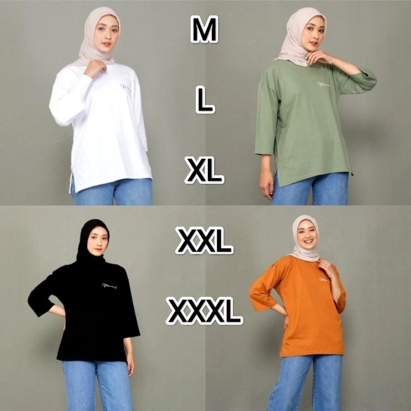 MERAH เสื้อยืดผู้หญิง Oversize แขน 7/8 ไซส์ [M. ล. เอ็กแอล. เอ็กซ์เอ็กแอล. XXXL ] ORIGINAL / August 