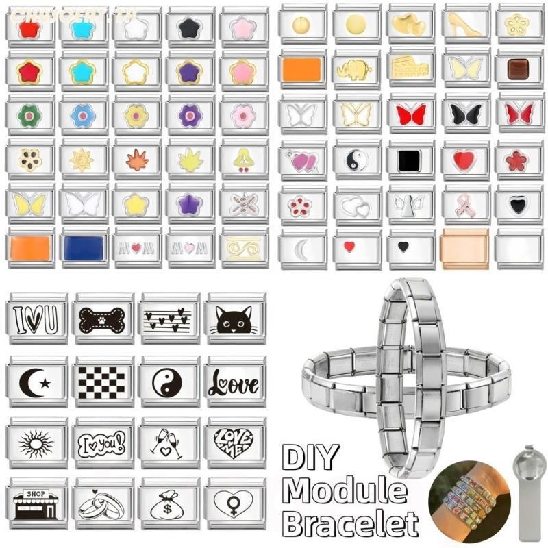 อิตาเลี่ยน Charm Links สําหรับสร้อยข้อมือ 2024 ใหม่แฟชั่นผีเสื้อ Cat Love Charm อิตาเลี่ยน Links Fit 9 มม.สร้อยข้อมือสแตนเลสเครื่องประดับ DIY ทํา