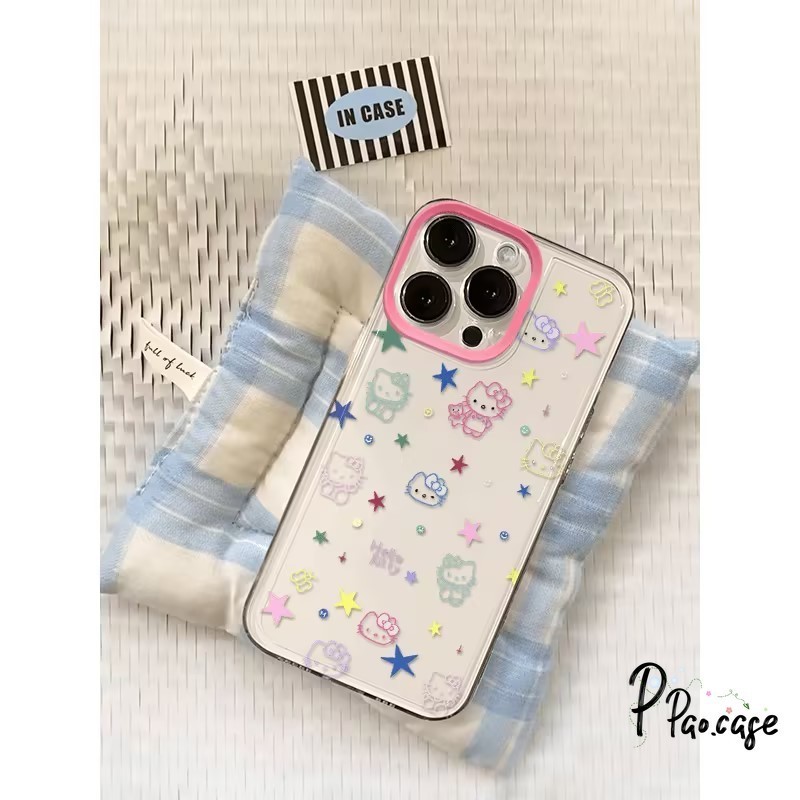 เคส Hello Kitty สตาร์ ที่น่ารักเข้ากันได้กับ IPhone 7 13 8 Plus XR 11 15 14 Pro Max XS Max 15 Plus X 14 7