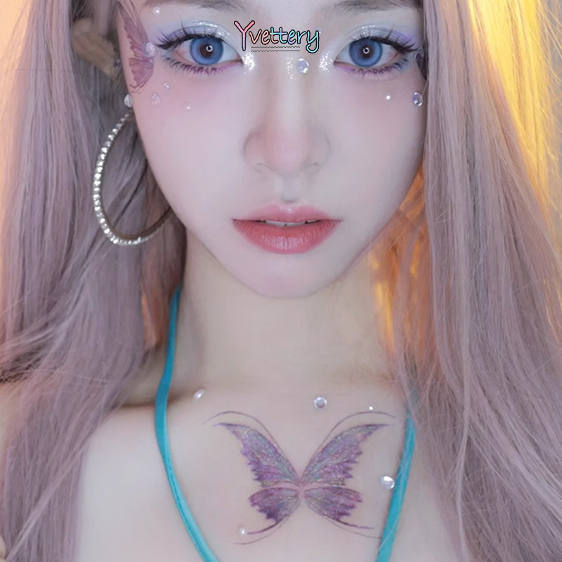 ร้านค้าไทย🌸Waterproof Glitter Tattoo Stickers สติ๊กเกอร์ผีเสื้อปีกผีเสื้อแฟนซีสำหรับตกแต่ง