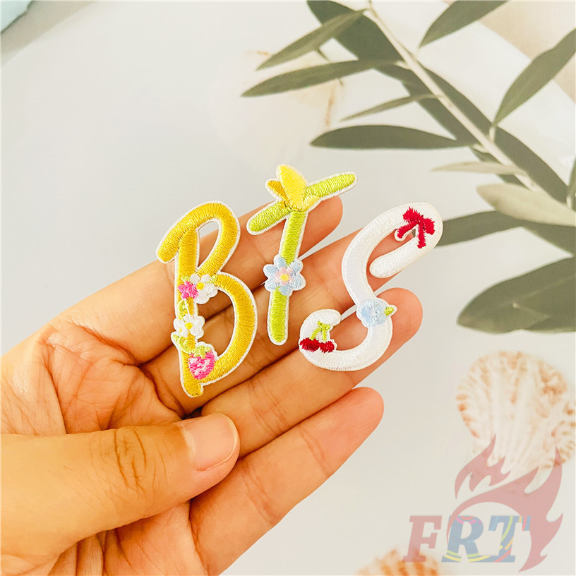 ☸ ดอกไม้ที่มีสีสันตัวอักษรภาษาอังกฤษแพทช์สติกเกอร์ติดด้วยตนเอง ☸ 1 ชิ้นตัวอักษร DIY เย็บปักถักร้อยเหล็กบนป้ายแพทช์ตกแต่งผ้า - รูปที่ 6