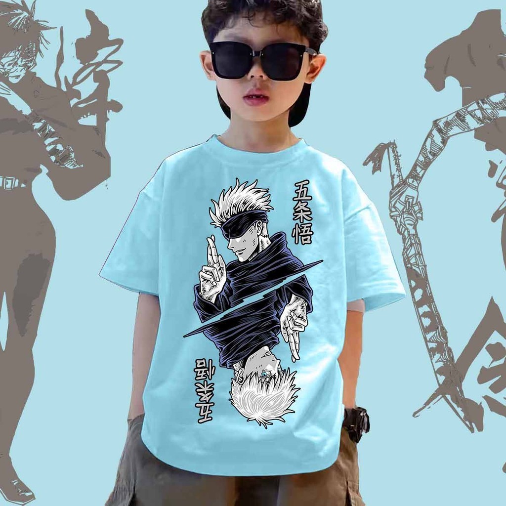 Jujutsu Kaisen Children's T-shirt เสื้อยืดเด็ก Gojo Satoru อนิเมะ Cotton Cal Tops 100-150