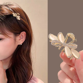 โบว์โอปอล Rhinestone ระดับไฮเอนด์ประณีตผมครึ่งผูกผมอารมณ์ Elegant G