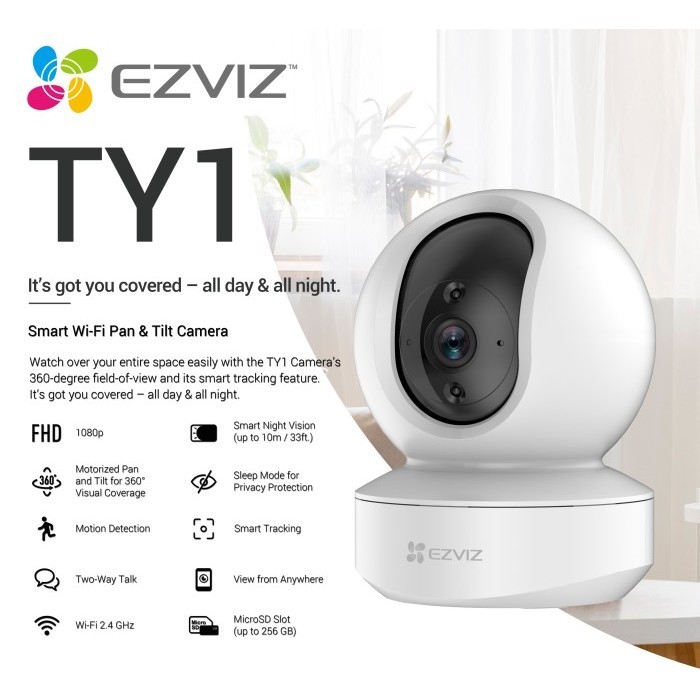 Ezviz TY1 2MP กล้อง IP อัจฉริยะ กล้องวงจรปิดในร่ม Wifi FHD 1080P