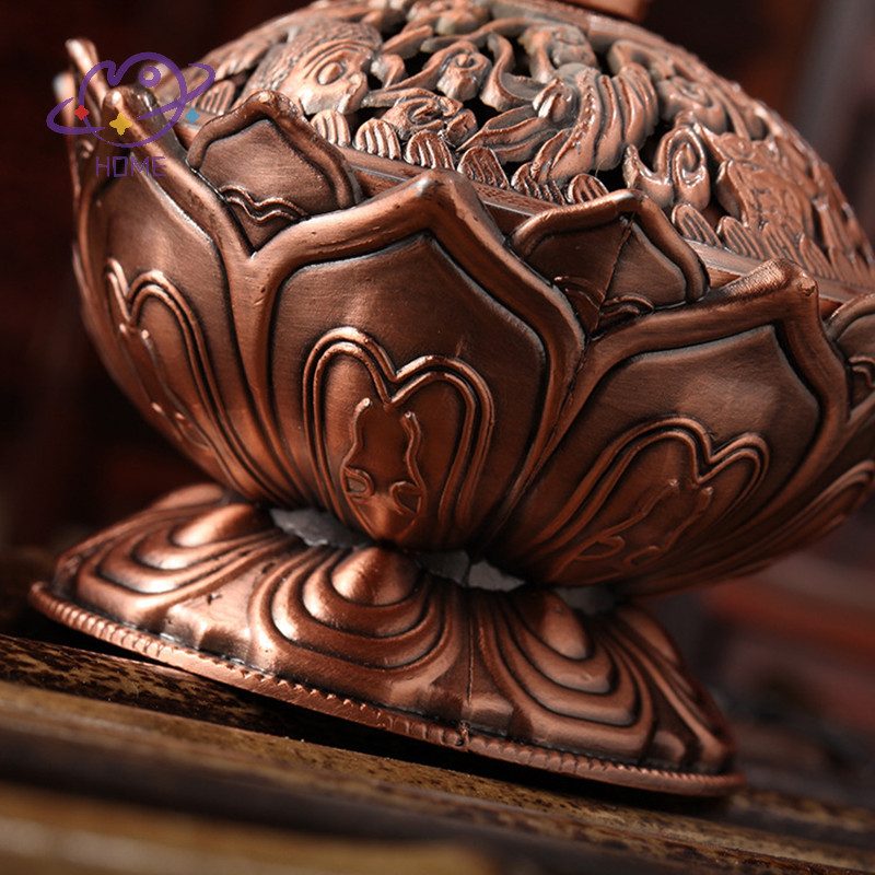 [mayhome] ทิเบตสะสมรูปปั้นดอกบัวมงคลสีบรอนซ์กล่องกระถางธูป Censer {TH} - รูปที่ 7