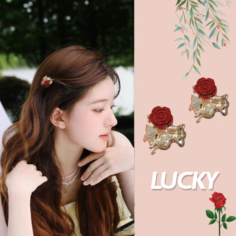2024 มินิ แห่กัน คลิปเพชรดอกกุหลาบกิ๊บติดผมกิ๊บติดผมด้านข้าง