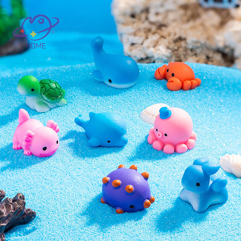 [mayhome] Mini Marine Life Figurine การ์ตูน Dolphin Crab Cuttlefish Octopus Micro ภูมิทัศน์ตุ๊กตาตกแต่งรถตกแต่งภายในเดสก์ท็อปเครื่องประดับ {TH}