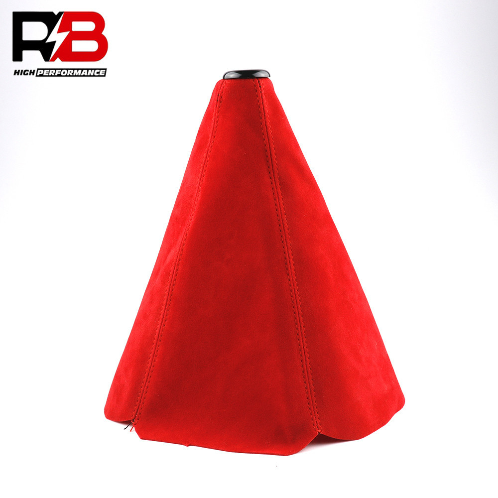 คู่มือรถเกียร์ Shift Knob Boot Cover หนังนิ่มหนัง Shifter Lever Collars