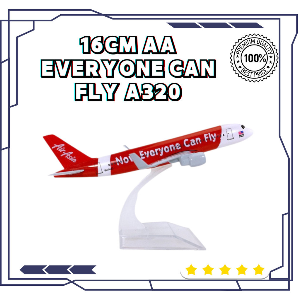 16 ซม.Air Asia Airlines Airbus A320 ทุกคนสามารถ Fly Scale 1:400 เครื่องบินโลหะจําลอง Diecast จอแสดงผ