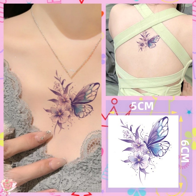 สติกเกอร์รอยสักชั่วคราว กันน้ํา ลายดอกไม้ ขนาดใหญ่ สําหรับผู้หญิง และผู้ชาย