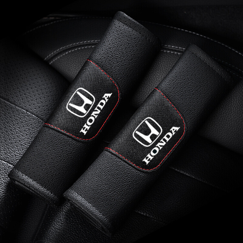 2pcs Honda HRV CHV BRV City Civic Jazz Fit Accord รถหนังแท้ความปลอดภัยเข็มขัดนิรภัยสายรัดสายคล้องไหล