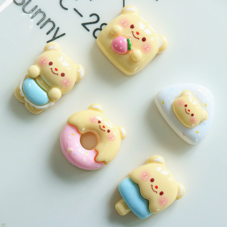 การ์ตูนไอศกรีม 3d Jibbitz Doughnut Jibbit Bear Crocks Jibbits ถ้วยกาแฟ Crocs Charm สําหรับผู้หญิงอุปกรณ์เสริมตกแต่ง