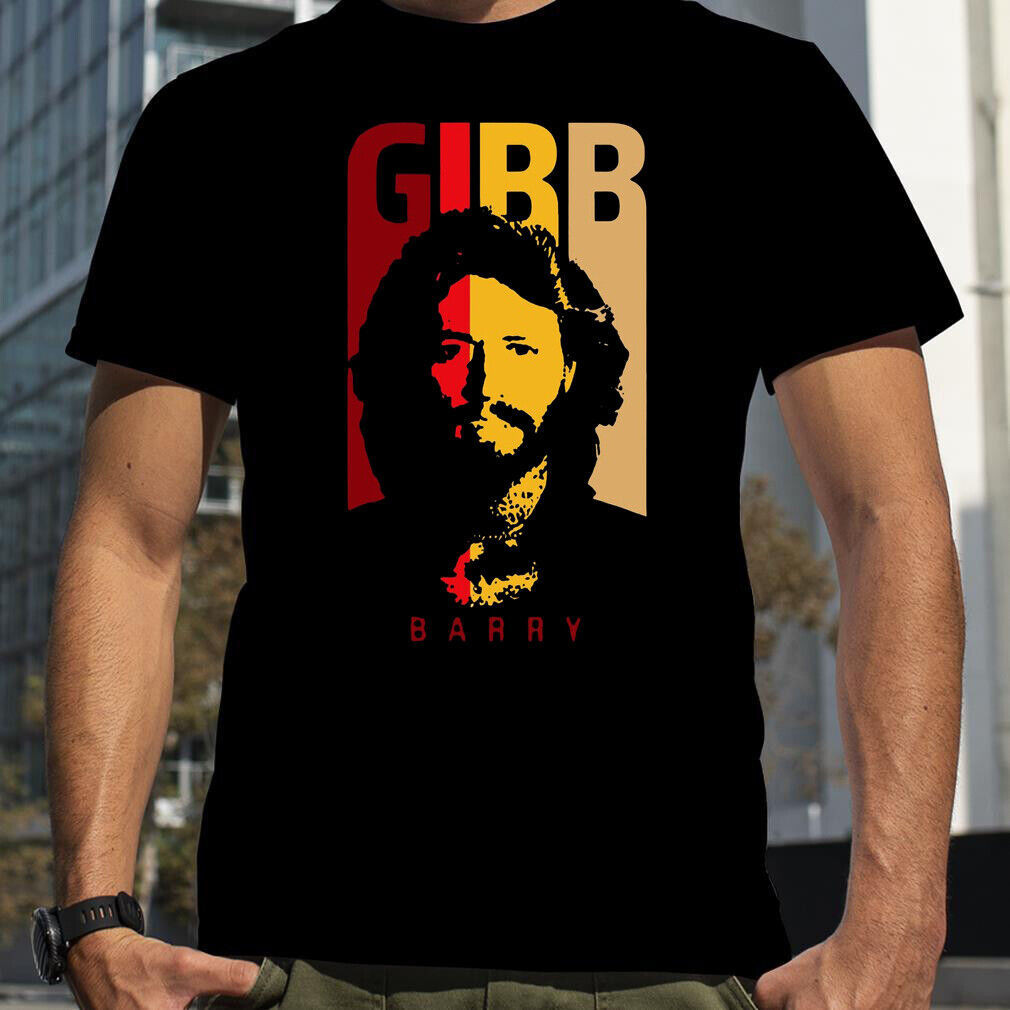 Barry Gibb Bee Gees เสื้อยืดแขนสั้นสีดํา