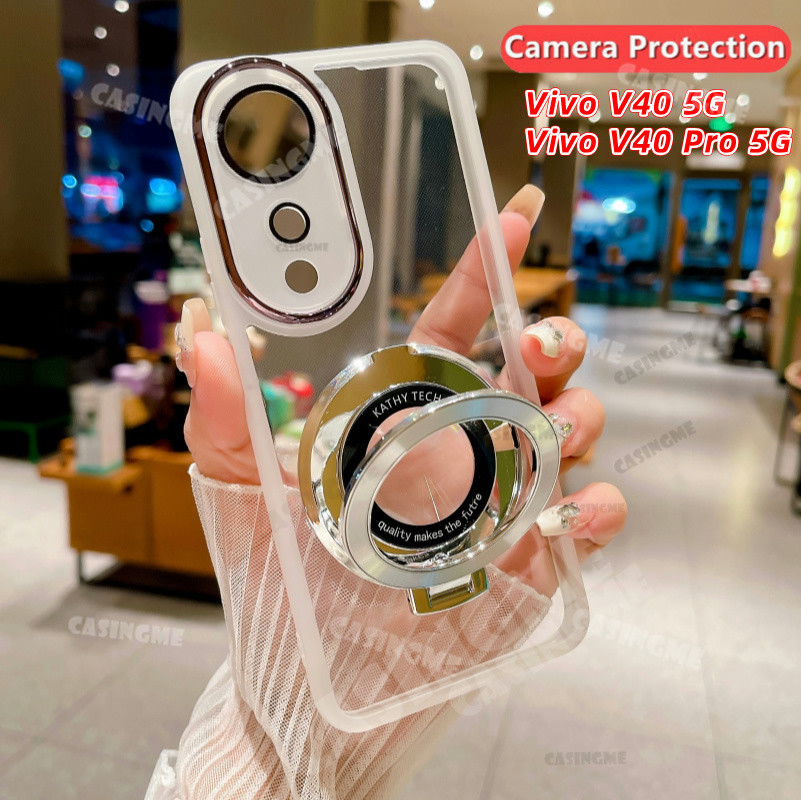 Vivo V40 5G V40Pro 2024 ขาตั้งแม่เหล็กสําหรับVivo V40 5G VivoV40 V 40 Pro V40Pro V40E 5G 2024 ผู้ถือLenกล้องShcokproofเคสโทรศัพท์โปร่งใสนุ่มปกหลัง