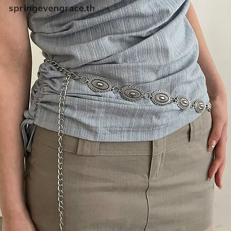 Springevengrace Retro อเนกประสงค์สไตล์ชาติพันธุ์โลหะ Bohemian เข็มขัดโซ่เอวสําหรับผู้หญิงแฟชั่นเสื้อกันหนาวเอวซีลอุปกรณ์เสริมตกแต่งร่างกายใหม่