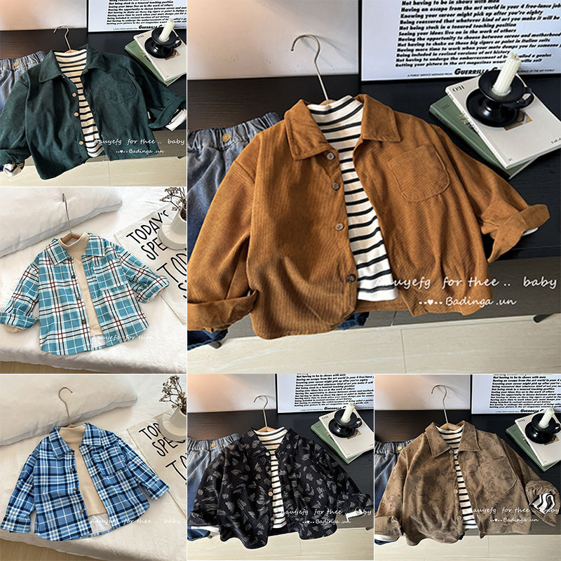 90-170สไตล์ใหม่เด็กเสื้อลําลองอินเทรนด์ฤดูใบไม้ผลิฤดูใบไม้ร่วงแขนยาวเสื้อแจ็คเก็ตเด็กทารกหล่อเสื้อ1ขวบ-9ขวบ