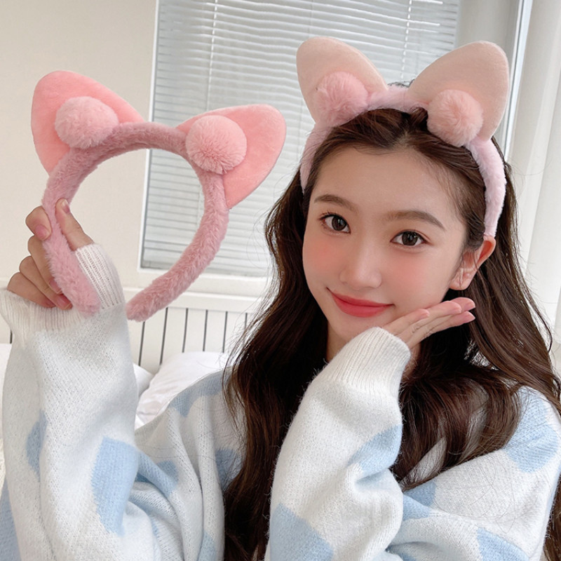 ที่คาดผมตุ๊กตาหูแมวน่ารักสําหรับผู้หญิงแฟชั่นเกาหลีอารมณ์กดเครื่องประดับผม