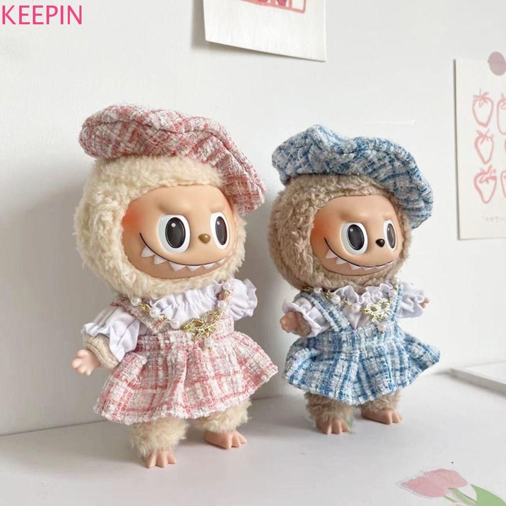 Keepin Labubu Time เสื้อผ้า, เสื้อผ้าตุ๊กตา Puppy&Cat 17 ซม.ผ้าฝ้ายตุ๊กตาเสื้อผ้า,น่ารักเสื้อชุดกระโปรง Beret อุปกรณ์ของเล่นตุ๊กตาเสื้อผ้าเด็กผู้หญิงของเล่น