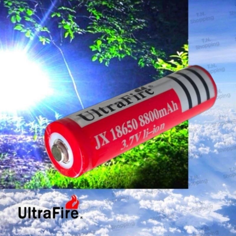 ความจุสูง ถ่านชาร์จ UltraFire JX 8800 mAh 18650 3.7v Li-ion  หัวนูน