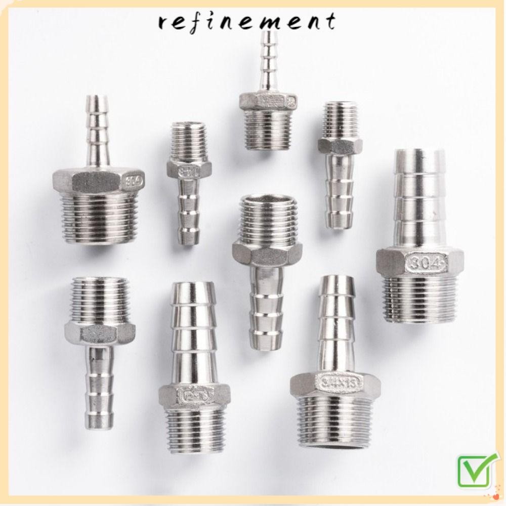 Refinement อะแดปเตอร์ข้อต่อท่อ สเตนเลส 304 เกลียวตัวผู้ 6 มม. เป็น 12 มม. ทนทาน สําหรับท่อ PU PE 1 ชิ้น