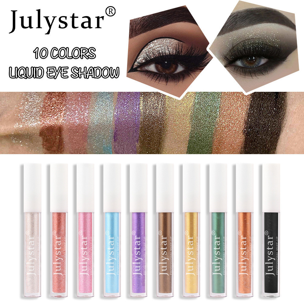 Julystar Cross Border Beauty Makeup Pearl Brightening Eye Shadow Liquid การค้าต่างประเทศยุโรปและอเมริกาแต่งหน้า Micro Flash ธรรมชาติ Lasting Monochrome Eye Shadow Liquid