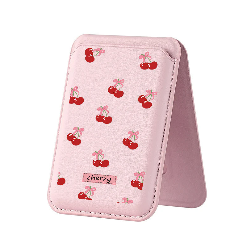 น่ารักน่ารัก Girly Cherry พิมพ์กระเป๋าสตางค์สําหรับ iPhone 16 15 14 13 12 11 Pro Max Plus หนังฝาครอบโทรศัพท์สําหรับกรณีกระเป๋า