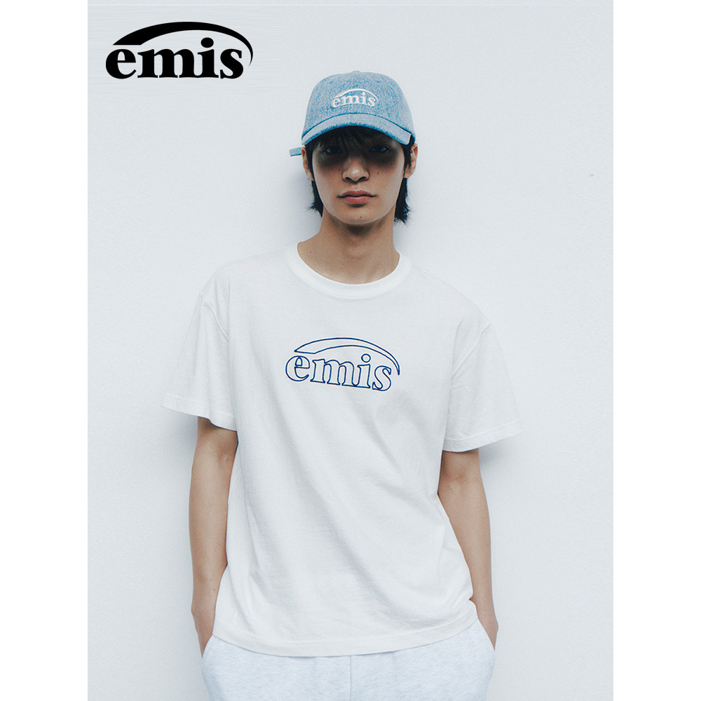 เอมิส เสื้อยืดแขนสั้นผู้ชายผู้หญิงสไตล์เดียวกัน 2024 สไตล์ใหม่ผ้าฝ้ายแท้หลวม สูงสุด ถนน สวมใส่
