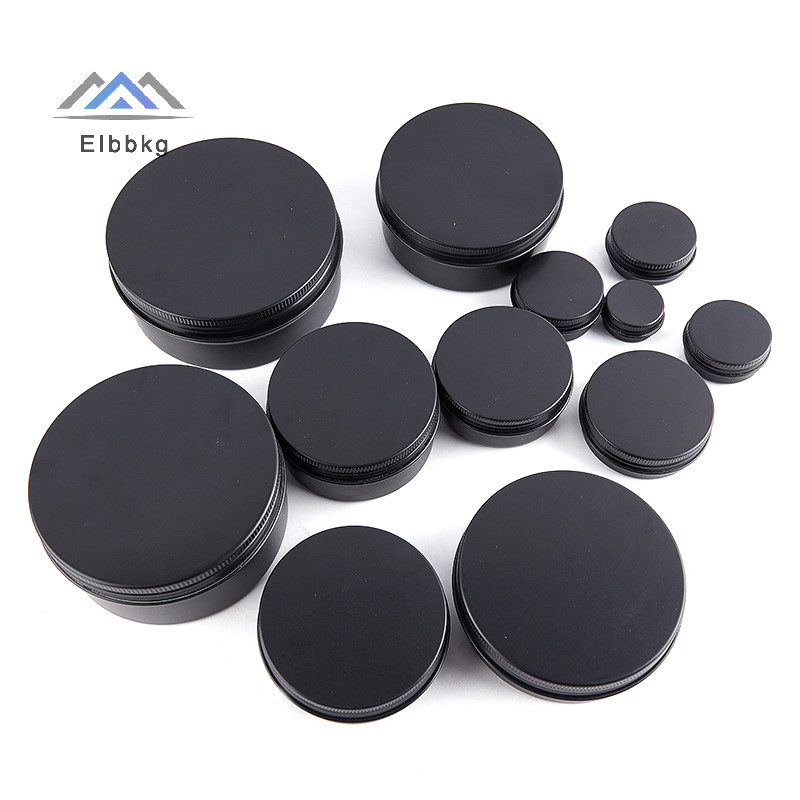 Eibbkg สีดํากล่องอลูมิเนียมกลมเปล่าโลหะกระป๋องดีบุกครีมเครื่องสําอาง Diy ขวดรีฟิลลดราคา