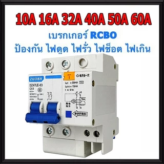 RCBO 2P Nano เมนเซอร์กิต เบรกเกอร์ กันดูด RCBO 2P 16A 32A 40A 63A