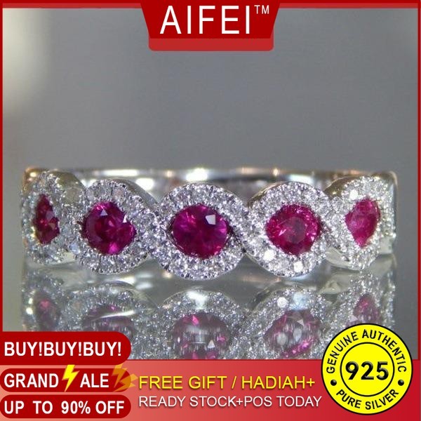 PLINTH แหวนเงินแท้ 925 ทับทิมหมั้นเพชรแถบมรกต325